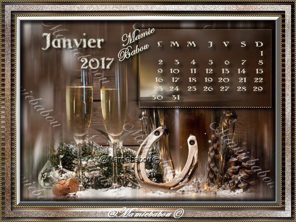 Calendrier de Janvier 2017
